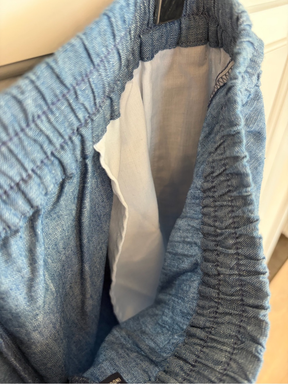 J. Crew Light Blue Drawstring Chambray linen style stretch waist pant size 8 NWT - Picture 8 of 9